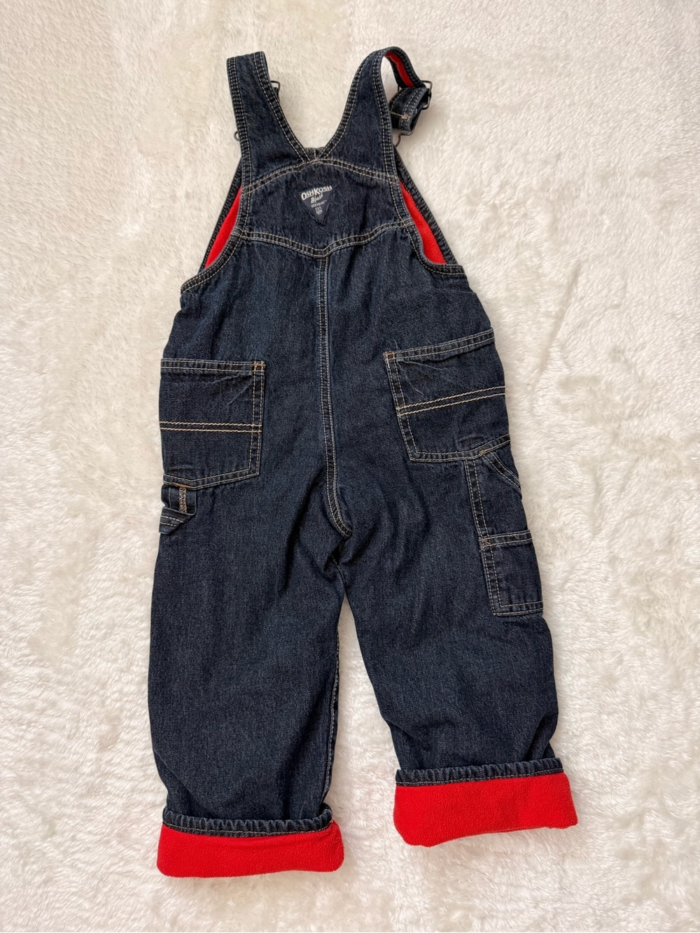 OshKosh B'gosh Dark Denim Overalls with Fleece Lined Interior Size 3T - Picture 2 of 8